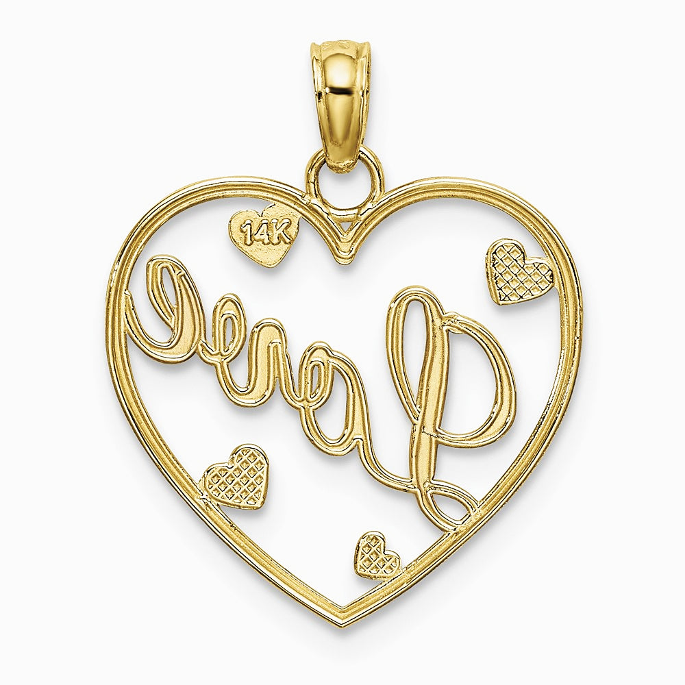 10K / 14K Yellow with Rhodium with Rhodium LOVE with Hearts Pendant - Product Photo