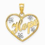 10K / 14K Yellow with Rhodium with Rhodium Hope In Heart with Flowers Charm - Product Photo