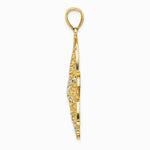 14K Yellow & Rhodium with White Rhodium Starfish Filigree Charm - Product Photo