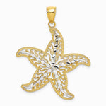 14K Yellow & Rhodium with White Rhodium Starfish Filigree Charm - Product Photo