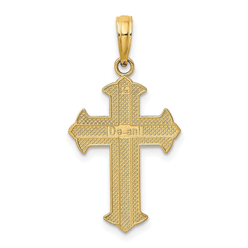 10K / 14K Yellow with Rhodium w/ Rhodium Diamond-Cut Cross Pendant - Product Photo