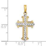10K / 14K Yellow with Rhodium w/ Rhodium Diamond-Cut Cross Pendant - Product Photo