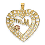 14k Two-tone w/White Rhodium D/C  MOM Heart Charm - Product Photo