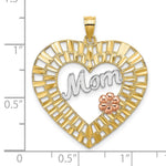 14k Two-tone w/White Rhodium D/C  MOM Heart Charm - Product Photo