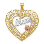 14k Two-tone w/White Rhodium D/C  MOM Heart Charm - Product Photo