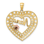 14K Two-tone with White Rhodium NANA Heart with Flowers Charm - Product Photo