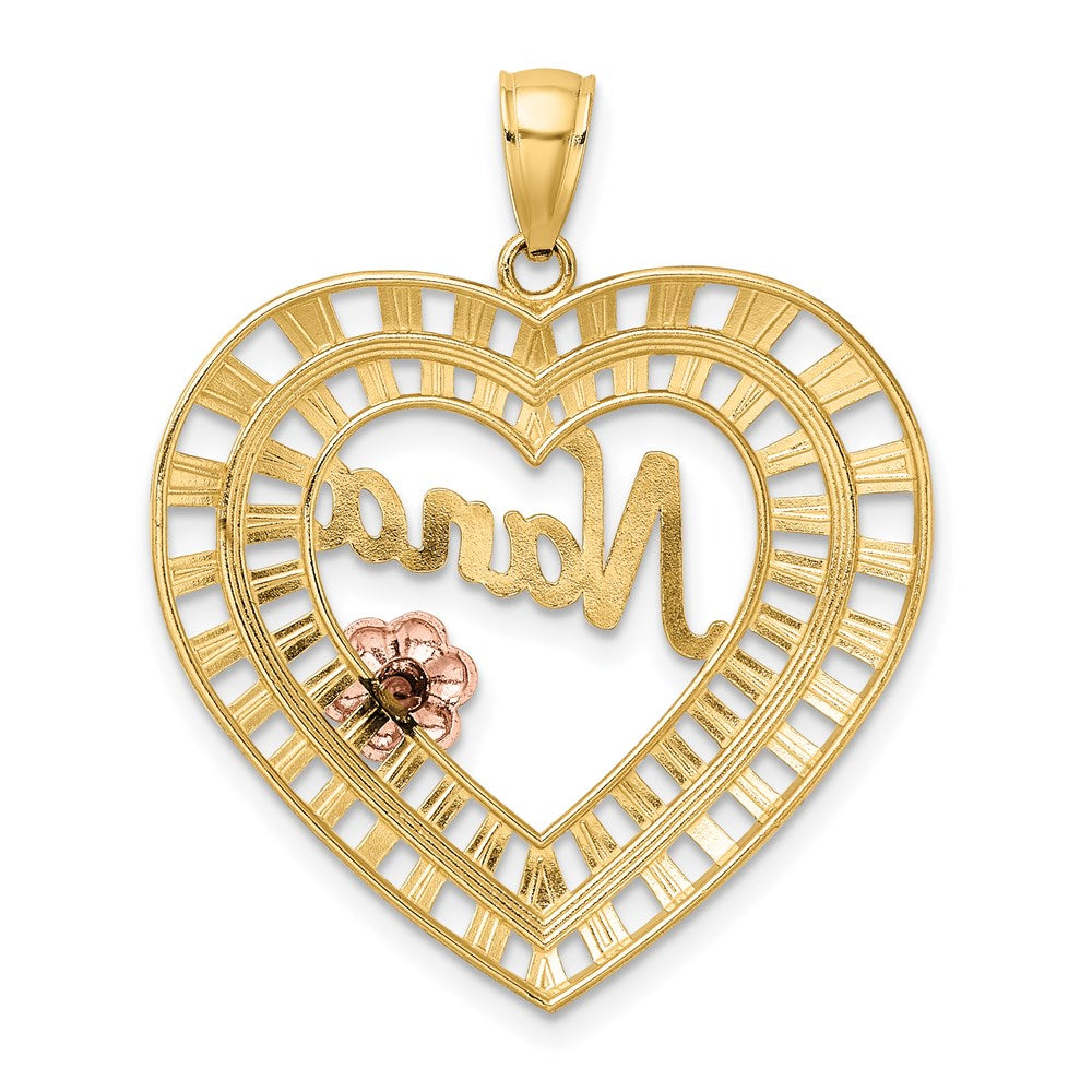 14K Two-tone with White Rhodium NANA Heart with Flowers Charm - Product Photo