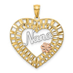 14K Two-tone with White Rhodium NANA Heart with Flowers Charm - Product Photo