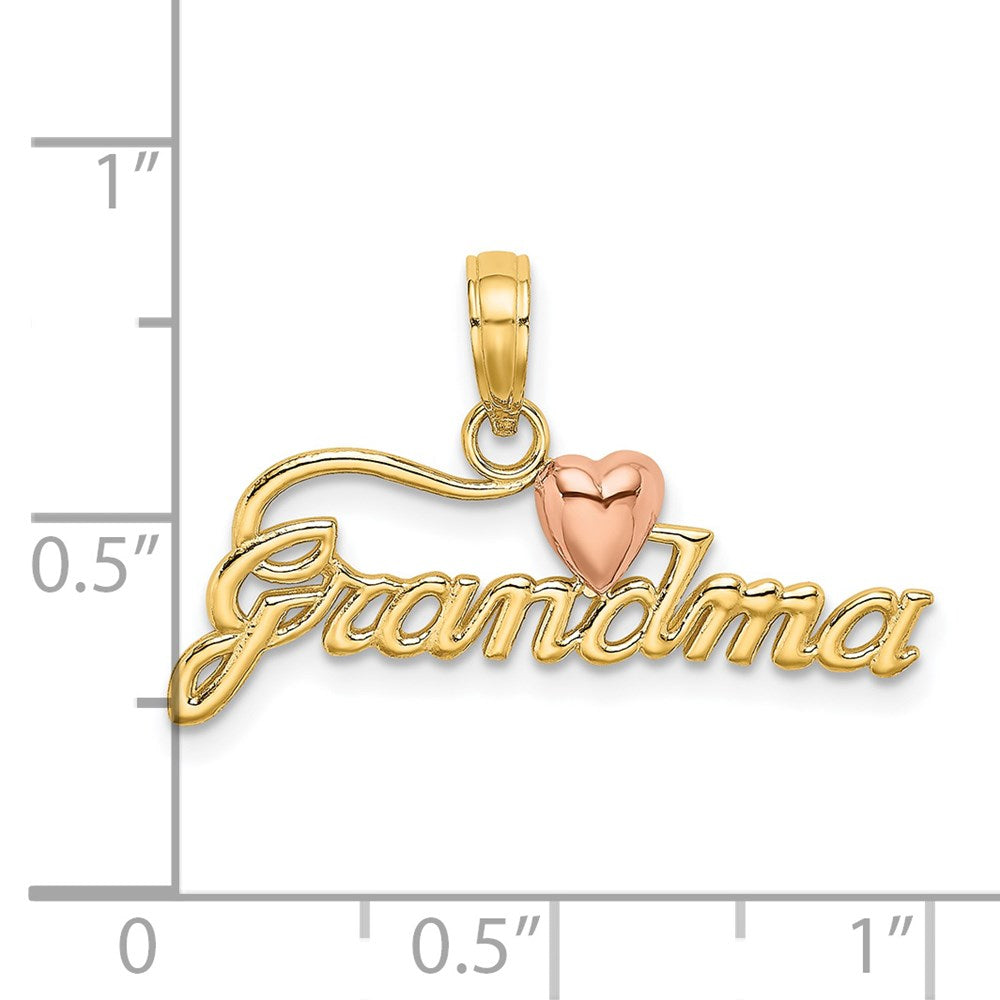 14k Two-Tone GRANDMA w/ Heart Charm - Product Photo