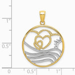 10K / 14K Yellow with Rhodium with Rhodium Sun, Hearts ,Water Circle Charm - Product Photo