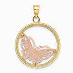 10K / 14K Two-tone with White Rhodium Butterfly Charm - Product Photo