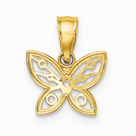 10K / 14K Yellow with Rhodium w/ Rhodium Mini Diamond-Cut Butterfly Charm - Product Photo