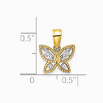 10K / 14K Yellow with Rhodium w/ Rhodium Mini Diamond-Cut Butterfly Charm - Product Photo