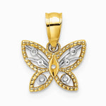 10K / 14K Yellow with Rhodium w/ Rhodium Mini Diamond-Cut Butterfly Charm - Product Photo