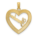14K Yellow & Rhodium w/ White Rhodium Diamond-cut Heart GRANDMA Charm - Product Photo
