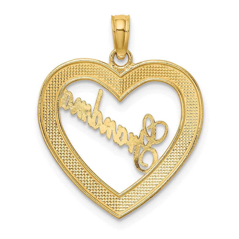 14K Yellow & Rhodium w/ White Rhodium Diamond-cut Heart GRANDMA Charm - Product Photo