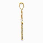 10K / 14K Yellow with Rhodium W/ Rhodium Diamond-Cut Reversible Cross Charm - Product Photo
