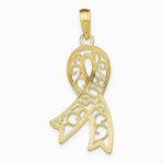 10K / 14K Yellow with Rhodium W/Rhodium Filigree Ribbon HOPE Charm - Product Photo