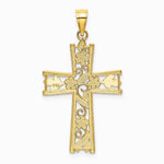 10K / 14K Yellow with RH W/ RH and Diamond-Cut Flower Design Cross Charm - Product Photo