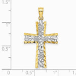 10K / 14K Yellow with RH W/ RH and Diamond-Cut Flower Design Cross Charm - Product Photo