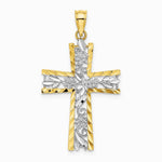 10K / 14K Yellow with RH W/ RH and Diamond-Cut Flower Design Cross Charm - Product Photo
