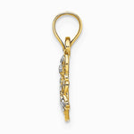 10K / 14K Yellow with Rhodium w/ Rhodium Diamond-Cut Butterfly Charm - Product Photo