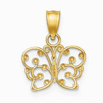 10K / 14K Yellow with Rhodium w/ Rhodium Diamond-Cut Butterfly Charm - Product Photo