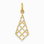 10K / 14K Yellow with Rhodium with Rhodium Diamond-Cut Small Criss-Cross Charm - Product Photo