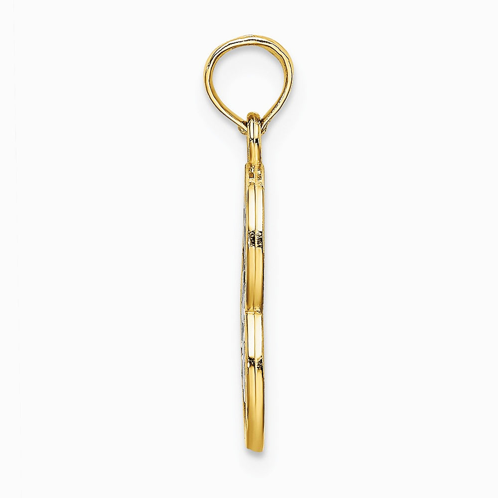 10K / 14K Yellow with Rhodium w/ Rhodium LIVE LOVE LAUGH In Heart Charm - Product Photo