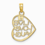 10K / 14K Yellow with Rhodium w/ Rhodium LIVE LOVE LAUGH In Heart Charm - Product Photo
