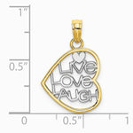 10K / 14K Yellow with Rhodium w/ Rhodium LIVE LOVE LAUGH In Heart Charm - Product Photo