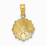 14K Yellow & Rhodium with Rhodium and Diamond-Cut Mini Filigree Flower Charm - Product Photo