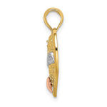 14k Two-tone White Rhodium GRANDMA In Filigree Heart Charm - Product Photo
