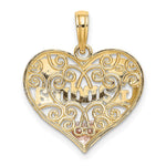 14k Two-tone White Rhodium GRANDMA In Filigree Heart Charm - Product Photo
