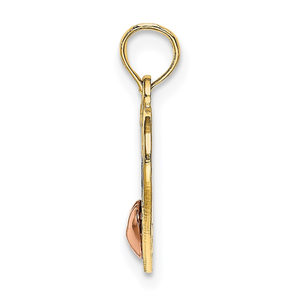 14K Two-tone w/White Rhodium Polished MOM  in Heart Pendant - Product Photo
