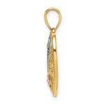 14k Two-tone White Rhodium GRANDMA In Filigree Heart w/ Flowers Charm - Product Photo