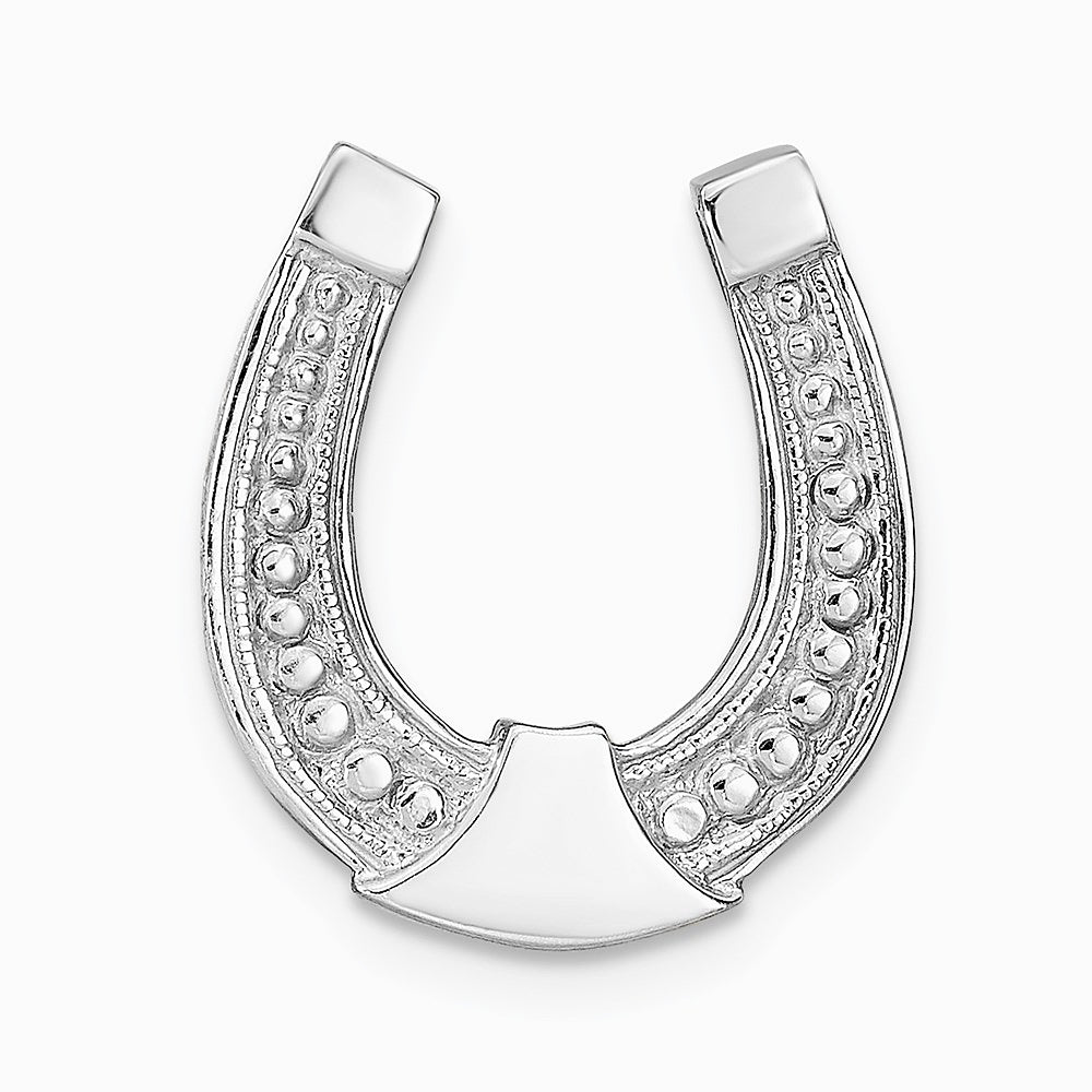 14K White Gold Horseshoe Chain Slide Charm
