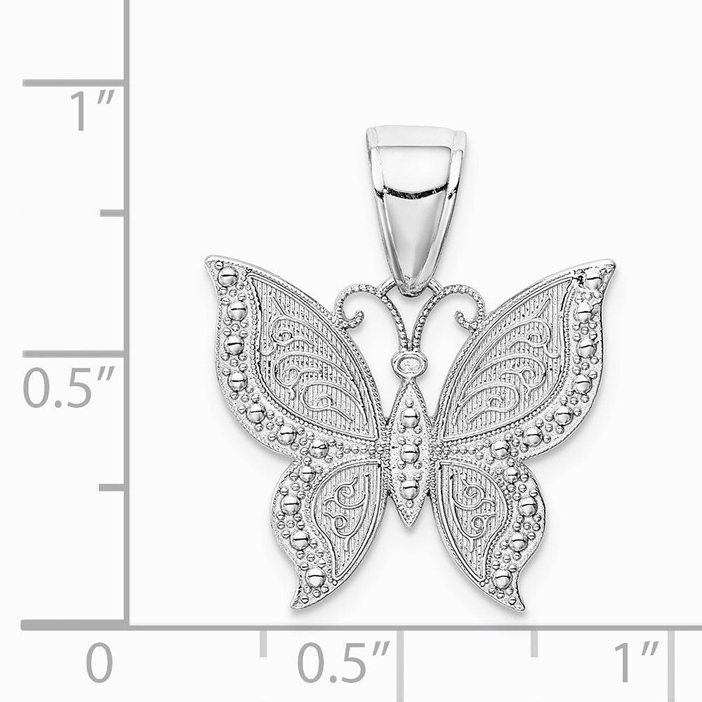 10K / 14K White Gold Butterfly Pendant - Product Photo