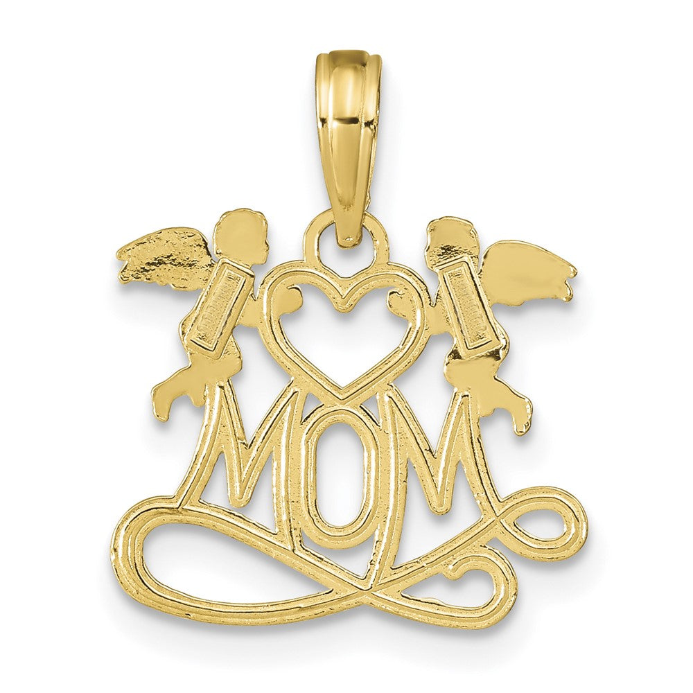 14K Polished MOM w/Heart and Angels Pendant - Product Photo