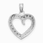 14K White Gold Polished and Textured Heart Pendant - Product Photo