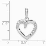 14K White Gold Polished and Textured Heart Pendant - Product Photo
