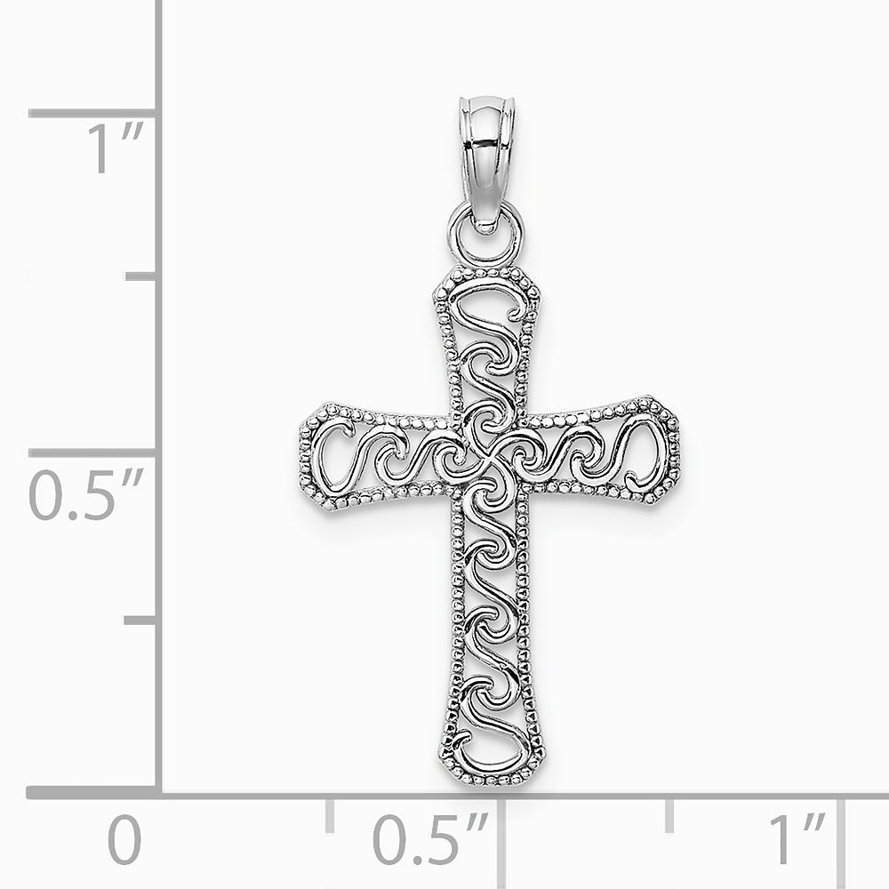 10K / 14K White Gold Fancy Cross Pendant - Product Photo