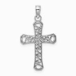 10K / 14K White Gold Fancy Cross Pendant - Product Photo