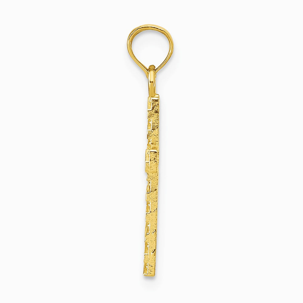 10K / 14K Yellow Gold Diamond-Cut Cross Pendant - Product Photo