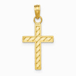 10K / 14K Yellow Gold Diamond-Cut Cross Pendant - Product Photo