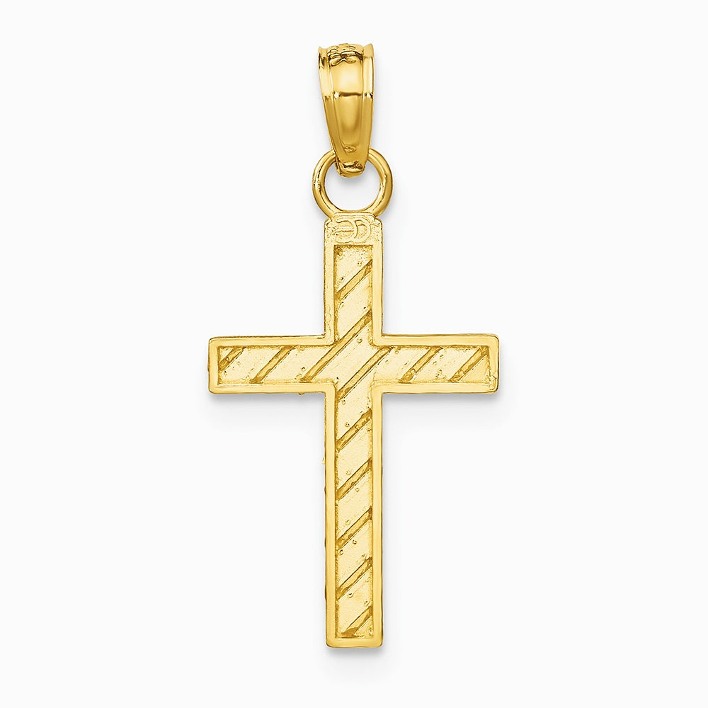10K / 14K Yellow Gold Diamond-Cut Cross Pendant - Product Photo