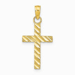 10K / 14K Yellow Gold Diamond-Cut Cross Pendant - Product Photo