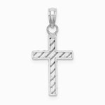 10K / 14K White Gold Diamond-Cut Cross Pendant - Product Photo