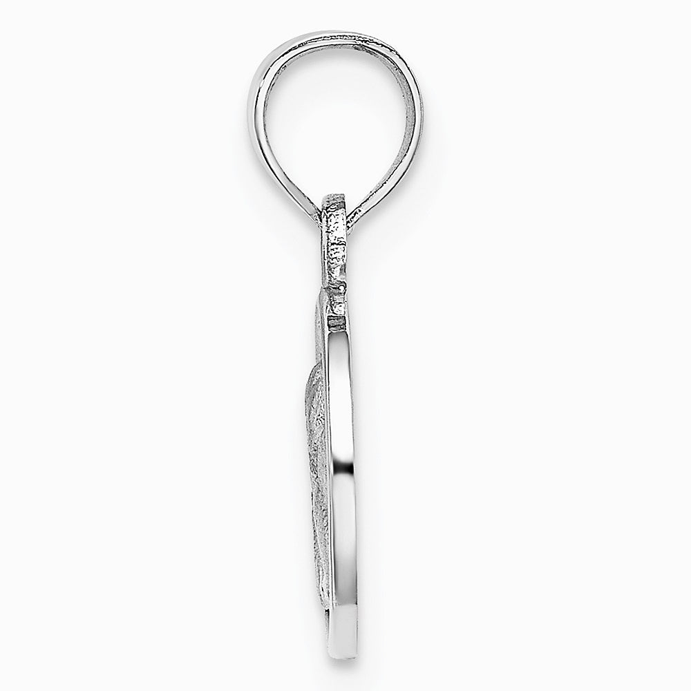 14K White Gold 10mm Engraved Angel Coin Charm - Product Photo