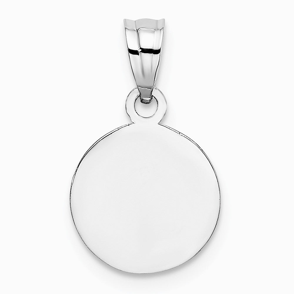 14K White Gold 10mm Engraved Angel Coin Charm - Product Photo